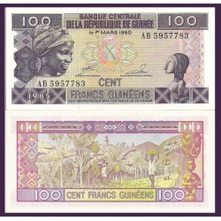 GUINEA 100 FRANCOS 1985 RECOLECCION DEL PLATANO Pick 30 BILLETE SC Guinee 100 Francs UNC BANKNOTE
