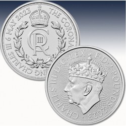 . 1 acoin @1ª MONEDA OFICIAL DEL DÍA DE LA CORONACIÓN CHARLES III@ INGLATERRA 2 LIBRAS 2023 Rey CARLOS III PLATA ONZA Oz