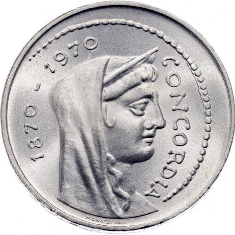 ITALIA 1000 LIRAS 1970 DIOSA CONCORDIA ROMA y DANTE KM.101 MONEDA DE PLATA SC- Italy 1000 Lire