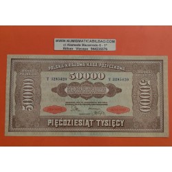 . @Tamaño XXL@ POLONIA 50000 MAREK 1922 POLAND NATIONAL LOAN OFFICE Pick 33 BILLETE EBC 5000 Zlotych PVP NUEVO 200€