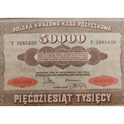 . @Tamaño XXL@ POLONIA 50000 MAREK 1922 POLAND NATIONAL LOAN OFFICE Pick 33 BILLETE EBC 5000 Zlotych PVP NUEVO 200€