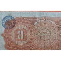.@RARO@ MEXICO 20 PESOS 1915 GOBIERNO CONSTITUCIONALISTA Pick S.687.A BILLETE CIRCULADO banknote PVP NUEVO 300€