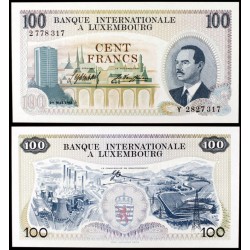 @IMPERFECCIONES@ LUXEMBURGO 100 FRANCOS 1968 GRAN DUQUE JUAN y RASCACIELO Pick 14 BILLETE SC- Luxembourg PVP NUEVO 100€