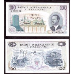 @IMPERFECCIONES@ LUXEMBURGO 100 FRANCOS 1968 GRAN DUQUE JUAN y RASCACIELO Pick 14 BILLETE SC- Luxembourg PVP NUEVO 100€