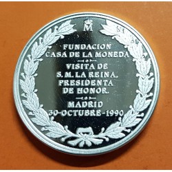 @OFERTA@ ESPAÑA MEDALLA DE PLATA 1990 FUNDACION CASA DE LA MONEDA VISITA DE LA REINA SOFIA 1,73 ONZAS FNMT