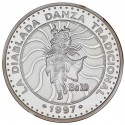 BOLIVIA 10 BOLIVIANOS 1997 LA DIABLADA ENCUENTRO DE DOS MUNDOS 3ª SERIE IBEROAMERICANA KM.209 MONEDA DE PLATA