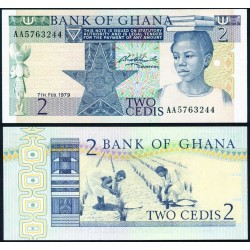 GHANA 2 CEDIS 1979 PRESA EDIFICIOS y DR. KWAME NKRUMAH Pick 18A BILLETE SC Africa UNC BANKNOTE