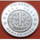 0,96 ONZAS Serie MONEDA UNICA x FINLANDIA 1 MARKKA 2002 MEDALLA DE PLATA PURA UNION EUROPEA PROOF 28,40 grs 41mm