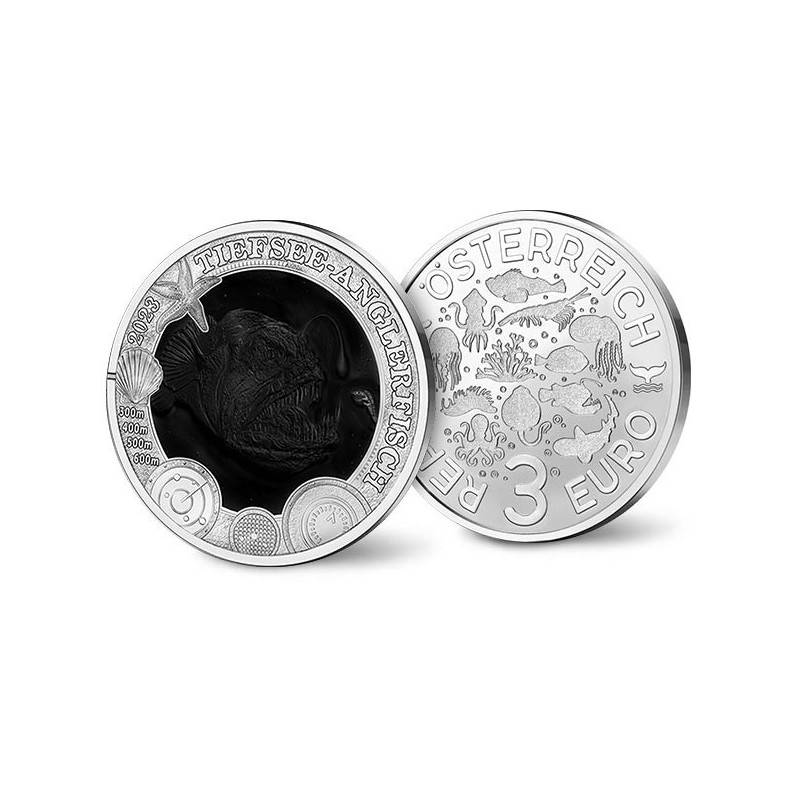 . 1 acoin @14/SEP Envío@ AUSTRIA 3 EUROS 2023 RAPE Serie VIDA MARINA @COLOR BLANCO y NEGRO@ 4ª MONEDA DE NICKEL