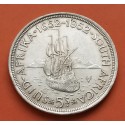 SUDAFRICA 5 SHILLINGS 1952 FUNDACION DE CIUDAD DEL CABO y BARCO KM.41 MONEDA DE PLATA MBC+ South Africa silver