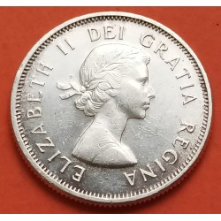 CANADA 25 CENTAVOS 1965 REINA ISABEL II y ALCE KARIBOU KM.62 MONEDA DE PLATA SC- silver coin