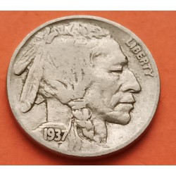 ESTADOS UNIDOS 5 CENTAVOS 1936 D BUFFALO INDIO NICKEL EBC- USA