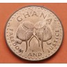 GHANA 1 PESEWA 1967 TAMBORES TRIBALES KM.13 MONEDA DE BRONCE SC 1 Peseta R/2