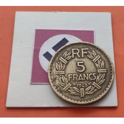 FRANCIA 5 FRANCOS 1945 DAMA tipo LAVRILLIER KM.888.A.2 MONEDA DE BRONCE ALUMINIO MBC OCUPACION NAZI III REICH WWII France