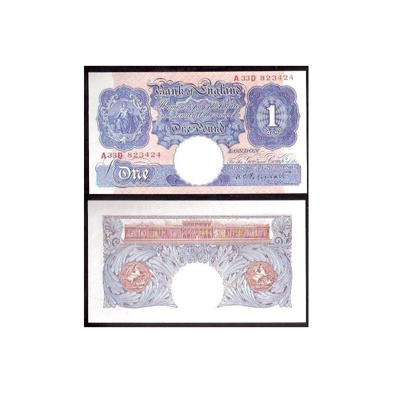 INGLATERRA 1 LIBRA 1940 BRITANNIA Época JORGE VI Firma PEPPIAT Pick 367A BILLETE SC United Kingdom £1 Pound UNC WWII