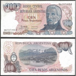 ARGENTINA 100 PESOS ARGENTINOS 1983 GENERAL SAN MARTIN y LAGO USHUAIA Pick 315 BILLETE SC UNC BANKNOTE