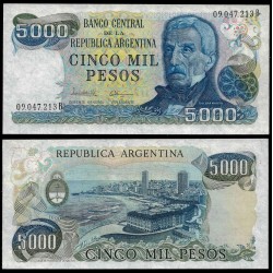 . ARGENTINA 5000 PESOS 1977 1983 GENERAL SAN MARTIN Pick 305 SC