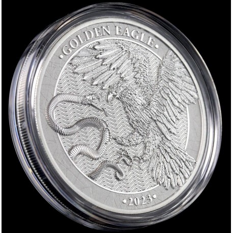 . 1 aaaaacoin MALTA 5 EUROS 2023 GOLDEN EAGLE y CRUZ MEDIEVAL 1ª MONEDA DE PLATA ONZA Oz CÁPSULA