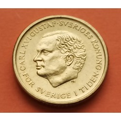 SUECIA 10 KRONOR 1992 REY CARLES XVI GUSTAV y ESCUDO KM.895 MONEDA DE LATON EBC Sweden 10 Kroner Coronas