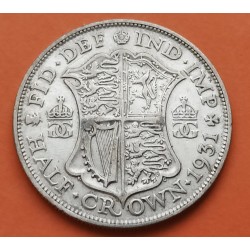 INGLATERRA 1/2 CORONA 1931 REY JORGE V KM.835 MONEDA DE PLATA MBC- Great Britain UK Half Crown silver coin