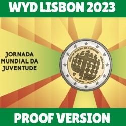 . 1 acoin @ENVIO 28/SEP - PROOF@ PORTUGAL 2 EUROS 2023 JORNADA MUNDIAL DE LA JUVENTUD 1ª MONEDA CONMEMORATIVA Euro coin