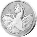 . @1ª MONEDA de CHARLES III@ BRITISH VIRGIN ISLANDS 1 DOLAR 2023 PEGASUS CABALLO ALADO PLATA cápsula OZ ONZA Pegaso
