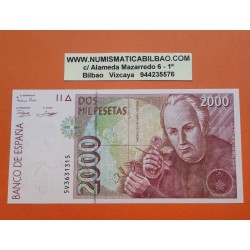 ESPAÑA 2000 PESETAS 1992 CELESTINO MUTIS Diseño TIPO III Serie 5V 3631315 Pick 164 BILLETE SIN CIRCULAR SC Spain UNC BANKNOTE