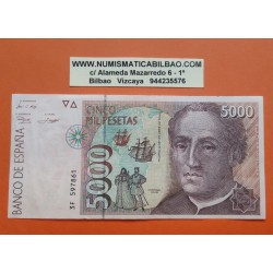 1 billete CIRCULADO x España 5000 PESETAS 1992 CRISTOBAL COLON JUAN CARLOS I Serie 3F 597861 Pick 165 MBC- Spain banknote