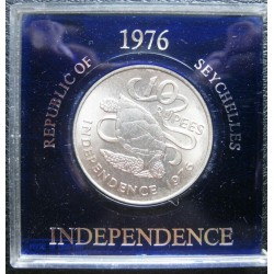 @ESTUCHE OFICIAL@ SEYCHELLES 10 RUPIAS 1976 TORTUGA REAL - INDEPENDENCE KM.28 MONEDA DE NICKEL SC- 10 Rupees