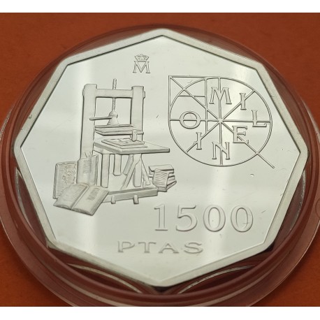 ESPAÑA 1500 PESETAS 2000 MILENIO PALOMA PLATA PROOF ESTUCHE