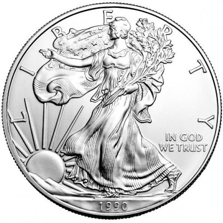 ESTADOS UNIDOS 1 DOLAR 1990 EAGLE LIBERTY PLATA SIN CIRCULAR