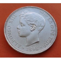 ALFONSO XIII 5 PESETAS 1896 * 18/96 SGV PLATA EBC-- ESPAÑA 1