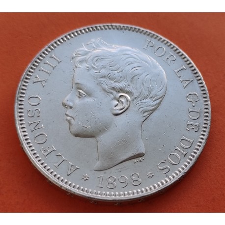 ALFONSO XIII 5 PESETAS 1896 * 18/96 SGV PLATA EBC-- ESPAÑA 1