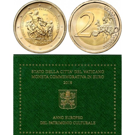 @RARA@ VATICANO 2 EUROS 2018 AÑO EUROPEO DEL PATRIMONIO CULTURAL MONEDA SC CONMEMORATIVA