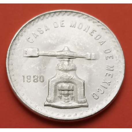 MEXICO 1 ONZA 1980 BALANZA KM.M49 MONEDA DE PLATA EBC- siempre rayitas de acuñación TROY OZ silver coin R/1