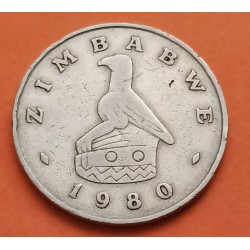 ZIMBABWE 1 DOLAR 1980 CABAÑA y ÁRBOLES KM.6 MONEDA DE NICKEL MBC- Africa