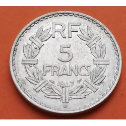 FRANCIA 5 FRANCOS 1947 B DAMA tipo LAVRILLIER KM.888.B.2 MONEDA DE ALUMINIO MBC+ France