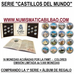 . 1 acoin @09/OCTUBRE ENVIO - CASTILLOS DEL MUNDO - ALBUM DE REGALO@ ESPAÑA 1,50 EUROS 2023 COLORES 16 MONEDAS NICKEL