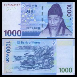 KOREA DEL SUR 1000 WON 2007 YI HWANG y PAISAJE Pick 54 BILLETE SC South Korea UNC BANKONTE