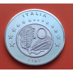 0,96 ONZAS Serie MONEDA UNICA x ITALIA 10 LIRA 2002 MEDALLA DE PLATA PURA UNION EUROPEA PROOF 28,40 grs 41mm