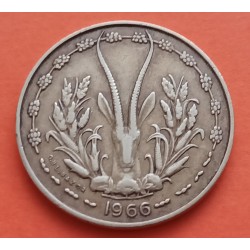 AFRICA DEL OESTE 10 FRANCOS 1966 PEZ KM.1A MONEDA DE LATON MBC++ Banque Centrale des Etats de L'Afrique De L'Ouest