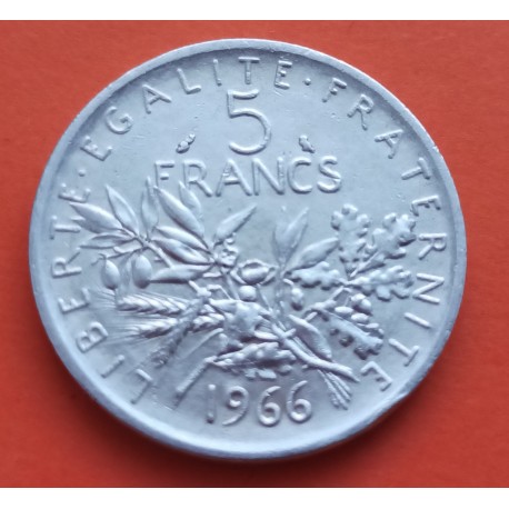 FRANCIA 5 FRANCOS 1966 SEMBRADORA SEMEUSE KM.926 MONEDA DE PLATA MBC+ France 5 Francs silver R/2