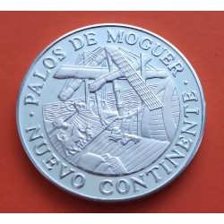 MEXICO 1 ONZA 1990 NUEVO CONTINENTE PALOS DE MOGUER - COLUMNARIO MEDALLA DE PLATA PURA 999 Mejico silver OZ MONEDA