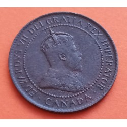 CANADA 1 CENTAVO 1905 REY JORGE V y VALOR KM.21 MONEDA DE COBRE MBC++ 1 Cent