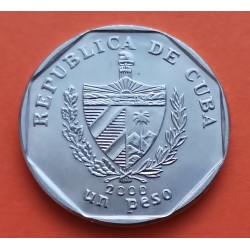 CUBA 1 PESO 2000 PAISAJE GUAMA Serie INTUR KM.579.2 MONEDA DE NICKEL MBC+ INSTITUTO NACIONAL DE TURISMO