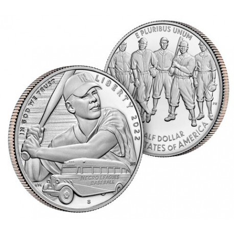 . 1 moneda x ESTADOS UNIDOS 1/2 DOLAR 2022 S BEISBOL y AUTOBUS NEGRO LEAGUES BASEBALL NICKEL PROOF ESTUCHE Us Mint