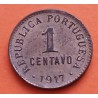 PORTUGAL 1 CENTAVO 1917 ESCUDO y VALOR KM.565 MONEDA DE BRONCE EBC- República Portuguesa