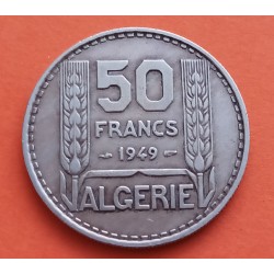 ARGELIA 50 FRANCOS 1949 ALEGORIA y ESCUDO KM.92 MONEDA DE NICKEL MBC Algeria Algerie COLONIA DE FRANCIA