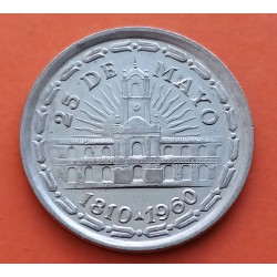 ARGENTINA 1 PESO 1960 1810 REVOLUCIÓN DE MAYO KM.58 MONEDA DE NICKEL CUBIERTA DE ACERO EBC