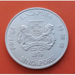 SINGAPUR 10 DOLARES 1975 BARCO ATRACADO EN PUERTO KM.11 MONEDA DE PLATA SC-  Singapore silver dollars